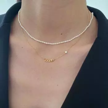 Корейская цепочка из циркония с плетением на ключице, простая мода, универсальное ожерелье из титановой стали с покрытием из 18-каратного золота для женщин