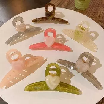 Корейская цветная заколка для волос в форме сердца - большая милая заколка для затылка, заколка для волос в форме акулы в стиле знаменитости F895