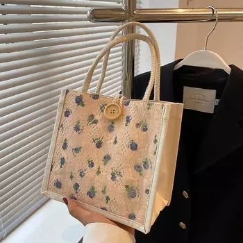 Корейская холщовая сумка Мини-сумка Новая модная сумка через плечо Женская сумка через плечо Студенческая сумка для переноски ланч-бокса 21 x 20 x 12cm