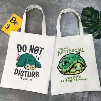 Корейская Холстовая сумка Ulzzang Kawaii с животными, повседневная женская сумка большой вместимости с героями мультфильмов, сумки на плечо в стиле Харадзюку в стиле панк 24*26cm