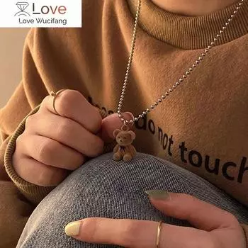 Корейская индивидуальная мода милый плюшевый медведь кулон ожерелье для девушки женщины медведь длинный свитер цепочка ожерелье воротник ювелирные изделия