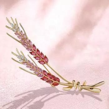 Корейская изысканная брошь в виде колоска пшеницы, женственная, универсальная, с кристаллами, корсаж, нишевый дизайн, булавка, аксессуары для костюма