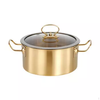 Корейская кастрюля для приготовления лапши из нержавеющей стали с крышкой для кухни и столовой 16cm Argent
