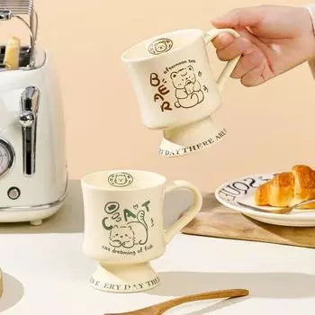 Корейская керамическая кружка-бокал с милым рисунком животных, чашки для воды, домашний офис, кофейная чашка, молочный милый бокал, керамические чашки для завтрака, подарки 400ml