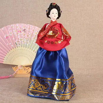 Корейская кукла высотой 11,81 дюйма, подарок на новоселье ручной работы, фигурка дамы, скульптура, декор Red Blue