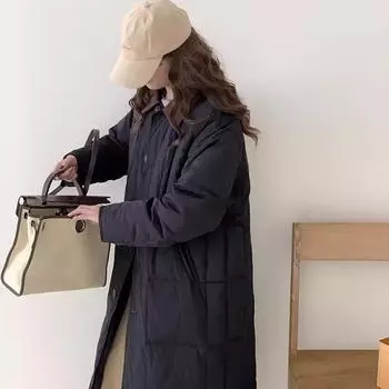 Корейская куртка-пуховик средней длины с лацканами для женщин, зимняя новая однобортная куртка выше колена из утиного пуха белого цвета большого размера S слоновая кость