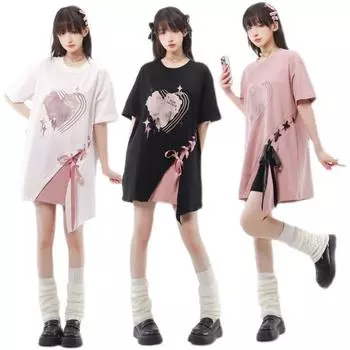 Корейская летняя футболка Y2k с буквенным принтом, футболки Harajuku, уличная одежда, повседневная свободная футболка с повязкой, топы, женские майки S белый