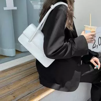 Корейская летняя новая гладкая кожаная квадратная сумка-перекидка через плечо, универсальная текстура, женская сумка подмышкой