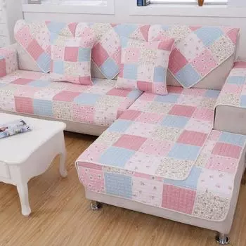 Корейская лоскутная подушка для дивана с мелким цветочным рисунком Four Seasons, двухсторонняя хлопковая набивная нескользящая наволочка для дивана 50*50