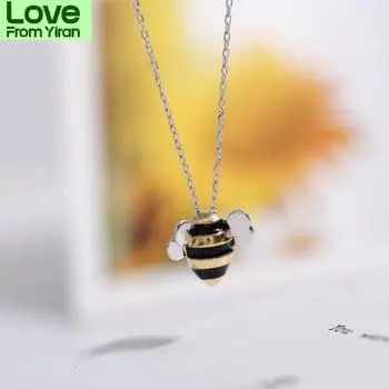 Корейская милая цепочка на ключицу из серебра 925 пробы с пчелой, темпераментная личность, модное женское ювелирное ожерелье Sne006