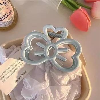 Корейская милая заколка для волос с бантом, пластиковая заколка-коготь, заколка для волос в виде краба конфетного цвета для девочек, сладкие аксессуары для волос в виде когтя для женщин синий