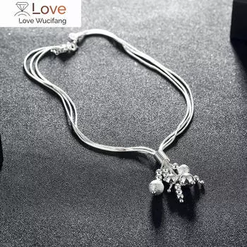 Корейская мода 925 пробы серебряные кисточки змея цепи бусины ожерелья для женщин подвески ювелирные изделия вечеринка свадебные аксессуары подарки