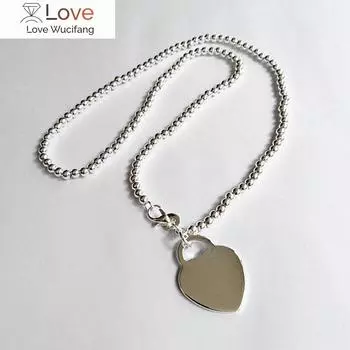 Корейская мода 925 пробы штампованное серебро симпатичное ожерелье с кулоном в форме сердца для женщин вечерние свадебные аксессуары ювелирные изделия подарки