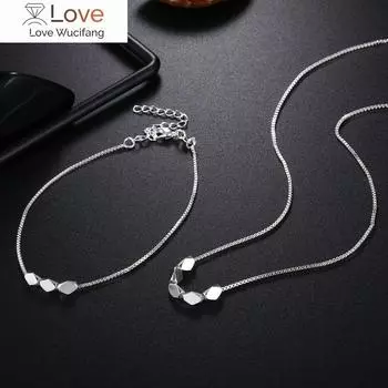 Корейская мода 925 стерлингового серебра цепочка браслеты ожерелье для женщин вечеринка свадебные аксессуары ювелирные наборы подарки для пары