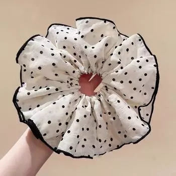 Корейская мода черно-белая точка большая резинка для волос корейский конский хвост эластичная повязка для волос веревка для волос для женщин украшение для волос белый