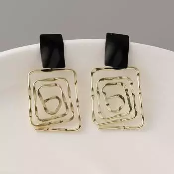 Корейская мода креативные простые геометрические серьги из сплава для женщин металлический универсальный дизайн полые золотые серьги-гвоздики вечеринка золотой