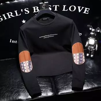 Корейская мода осень новые мужские O-образный вырез пэчворк контрастный цвет HighStreet тренд универсальные повседневные свитшоты с длинным рукавом топы S