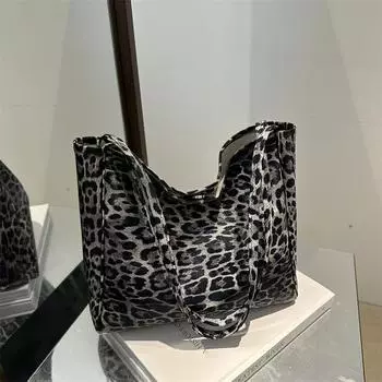 Корейская мода повседневная сумка-тоут женская личность леопардовый принт большая вместимость темперамент плечо подмышка сумка коричневый