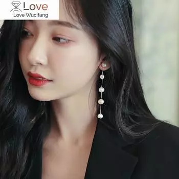 Корейская мода простые барочные жемчужные кисточки длинные серьги для женщин готическая девушка элегантные украшения свадебный комплект аксессуаров для вечеринки