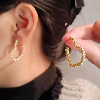 Корейская мода Простые металлические серьги Love Heart Peach Heart Серьги Преувеличенная индивидуальность Ухо