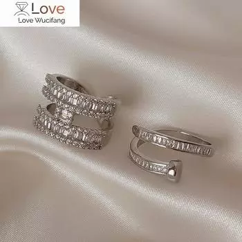 Корейская мода ювелирные изделия простое роскошное полное цирконовое кольцо с буквами элегантное женское выпускное вечернее открытое кольцо Resizable чёрный