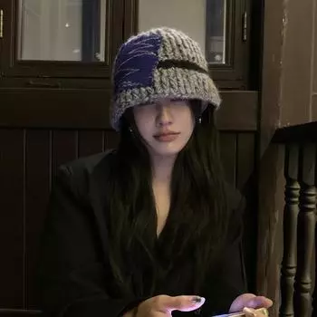 Корейская ниша из ткани ручной работы из грубой шерсти, женская шляпа-ведро, осенне-зимняя, ретро-шляпа, маленькая теплая, для бассейна, холодная шляпа one size fits all серый