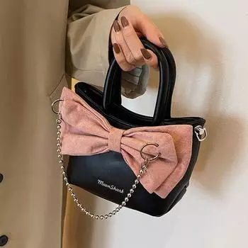 Корейская нишевая милая сумка для девочек, новинка 2023 года, популярная универсальная сумка через плечо, супер популярная сумка с бантом