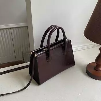 Корейская нишевая осенне-зимняя новая ретро-сумка из масляной кожи на одно плечо для женщин, модная повседневная и универсальная серебристая сумка