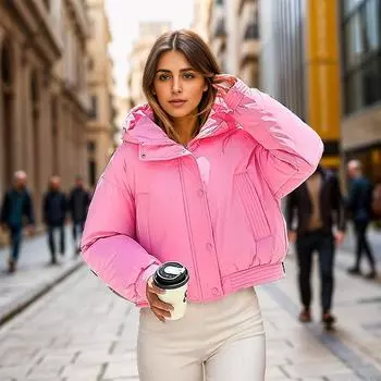 Корейская одежда для маленьких мужчин с высокой талией, короткая, из хлопка, женская зимняя новая универсальная утолщенная одежда для хлеба M