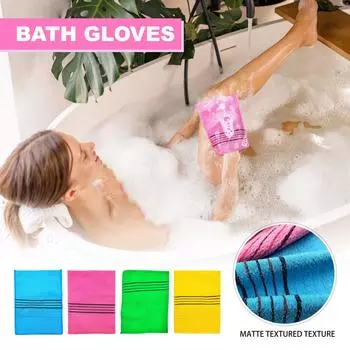 Корейская отшелушивающая варежка, большой размер, 5 цветов, отшелушивающая мочалка для спины и тела для удаления сухости, многоразовая One Size зелёный