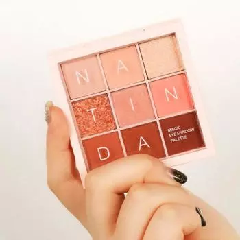 Корейская палетка теней для век [Natinda] Magic Eyeshadow Palette 9 цветов – 01 Coral Smoothie (1,5 г каждый)