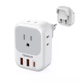 Корейская переходная вилка типа C TESSAN складная переходная вилка типа C для международного рынка Корейская переходная розетка 4 розетки переменного тока 1 и 2 преобразователя мощности
