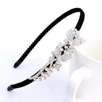 Корейская повязка на голову с цветком из стразов для женщин, девочек, аксессуары для волос, фестивальный фасинатор, украшения