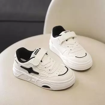 Корейская повседневная обувь для доски, простая и универсальная, кожаная поверхность, детская белая обувь, новые универсальные одноклассники 25