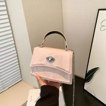 Корейская простая текстура плечевая портативная маленькая квадратная сумка 2024 года, летний новый нишевый дизайн, женская сумка через плечо для поездок на работу чёрный