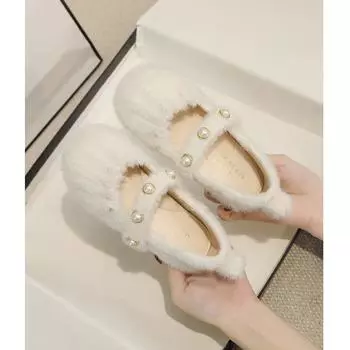 Корейская ретро принцесса обувь для девочек зимняя новая обувь для девочек из хлопка бархатные детские мокасины 23 yards inner length 15cm