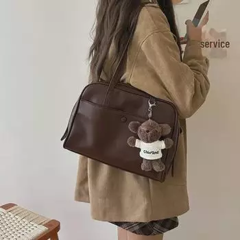 Корейская ретро-сумка-подушка для женщин 2025 года — большая вместимость для работы и поездок на работу кофейный