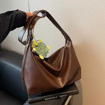 Корейская ретро-сумка женская 2024 новая модная осенняя популярная сумка через плечо высокого класса темпераментная сумка через плечо подмышкой 37*16*25 коричневый