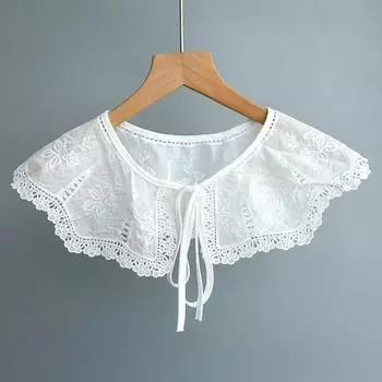 Корейская рубашка с искусственным воротником, шаль, накидка для женщин, ажурное цветочное кружевное ожерелье, летнее платье с искусственным воротником, съемный воротник