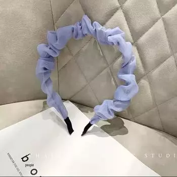 Корейская сетчатая повязка на голову весна/лето: Нескользящий, чистый цвет, плиссированный дизайн синий