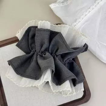 Корейская синяя сетчатая резинка для волос в виде толстой кишки, свежая, простая и нежная с цветком, для хвостика, высококачественный аксессуар, новинка, винтаж