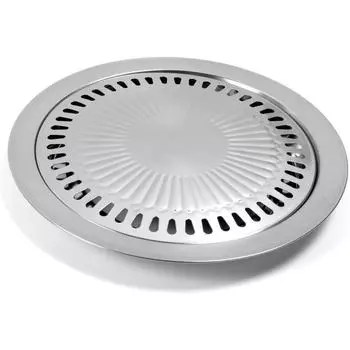 Корейская сковорода-гриль с корзиной для гриля — круглая жаровня с антипригарным покрытием и бездымным покрытием, набор инструментов для гриля в помещении и на открытом воздухе