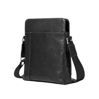 Корейская сумка через плечо из натуральной кожи, повседневная сумка через плечо для мужчин, деловая повседневная сумка из коровьей кожи с верхним слоем One Size чёрный