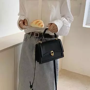Корейская сумка через плечо, новая женская однотонная изысканная сумка через плечо с пряжкой-замком, роскошная универсальная женская сумка