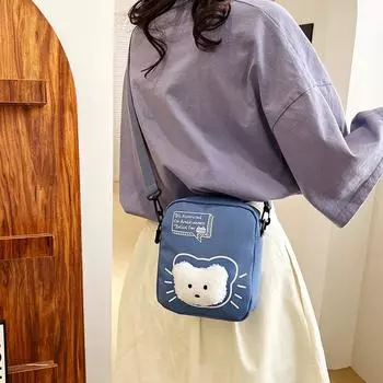 Корейская сумка через плечо высокой стоимости, небольшая квадратная сумка, сумка в иностранном стиле для колледжа, милая сумка для выхода в свет, повседневная сумка-мессенджер с рисунком медведя, женская сумка. розовый