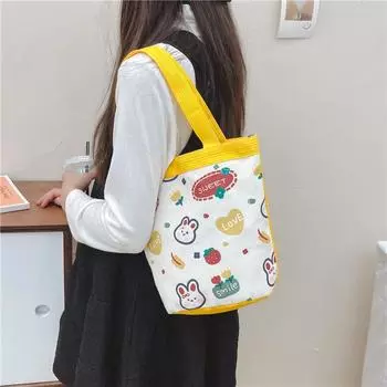 Корейская сумка для ланча, японская милая мультяшная сумка для переноски тигра и кролика, сумка для хранения продуктов as the picture