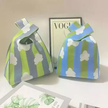 Корейская трикотажная сумка-тоут и дамская сумочка — универсальная, простая и удобная сумка для обеда/на руку/на запястье 20 x 35 cm