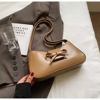 Корейская универсальная сумка через плечо с бантом для женщин, модная новая, повседневная, квадратная, для поездок на работу, женская, простая, повседневная сумка (20cm<Max Length<30cm)