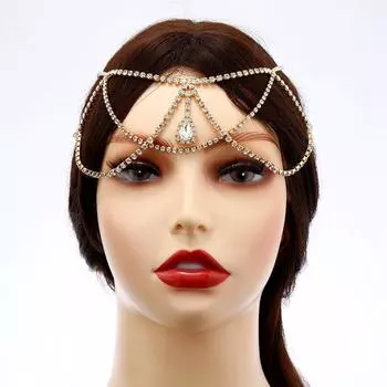 Корейская универсальная супер сказочная геометрическая цепочка для волос с бахромой из бриллиантов для женщин, модный темперамент, персонализированные модные аксессуары для волос золотой