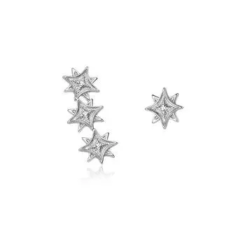 Корейская версия асимметричных сережек в виде восьмиконечной звезды. Персонализированные серьги для женщин. Новый стиль. Универсальный и модный.